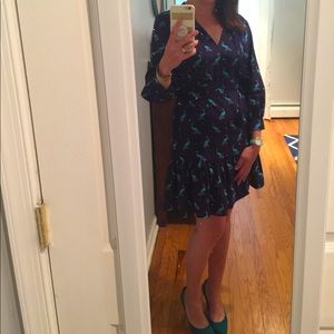 Kate Spade Turquoise Peacock Shift Dress with Tie Waist